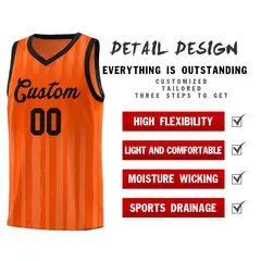 Orange Black Vertical Stripe Basketball Jersey 4