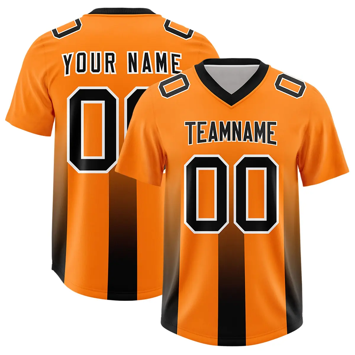 Orange Black Vertical Stripe Gradient Team Football Jersey