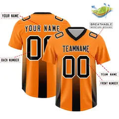 Orange Black Vertical Stripe Gradient Team Football Jersey 2