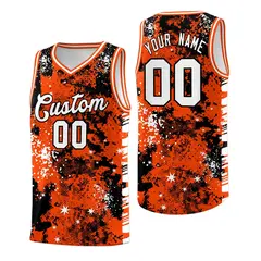Orange Black Vice Burst Graffiti Basketball Jersey 1