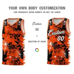 Orange Black Vice Burst Graffiti Basketball Jersey 3