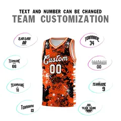 Orange Black Vice Burst Graffiti Basketball Jersey 4