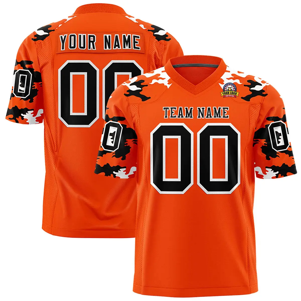 Orange Black-White Camo Authentic Football Jersey