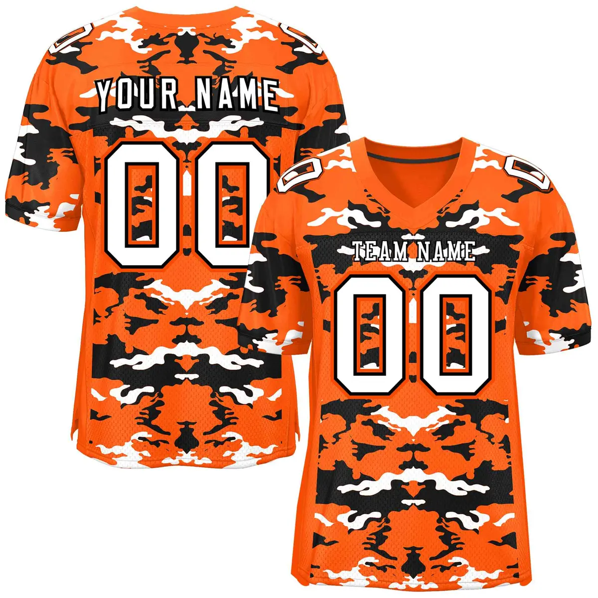 Orange Black-White Camo Authentic Football Jersey