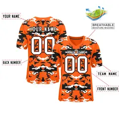 Orange Black-White Camo Authentic Football Jersey 2