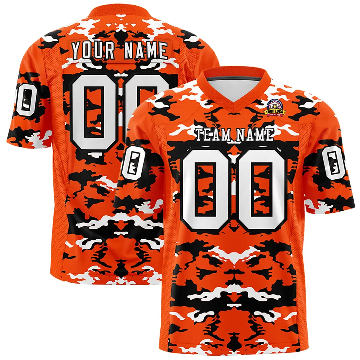 Orange Black-White Camo Authentic Football Jersey