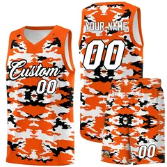 Orange Black-White Camo Basketball Jersey
