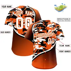 Orange Black White Camo Gradient Fashion Baseball Jersey 2