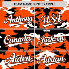 Orange Black-White Camo Varsity Full-Zip Letterman Bomber Jacket 3