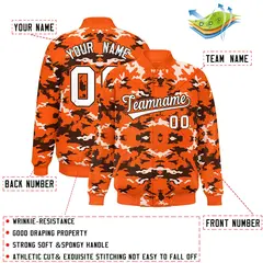 Orange Black-White Camo Varsity Letterman Jacket 2