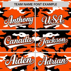 Orange Black-White Camo Varsity Letterman Jacket 3