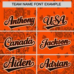 Orange Black White Cashew Flower Graffiti V-Neck Hockey Jersey 3