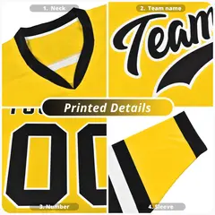 Orange Black White Cashew Flower Graffiti V-Neck Hockey Jersey 6