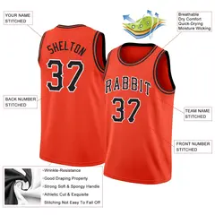 Men's Orange Black-White Classic Basketball Jersey 2