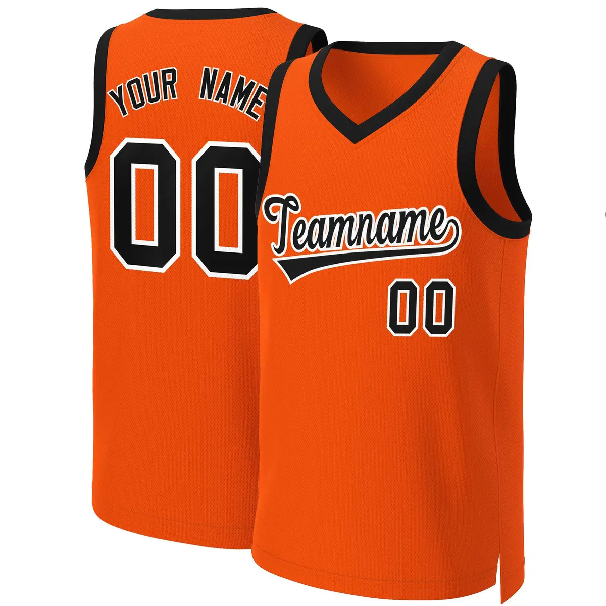 Orange Black White Classic Basketball Jersey