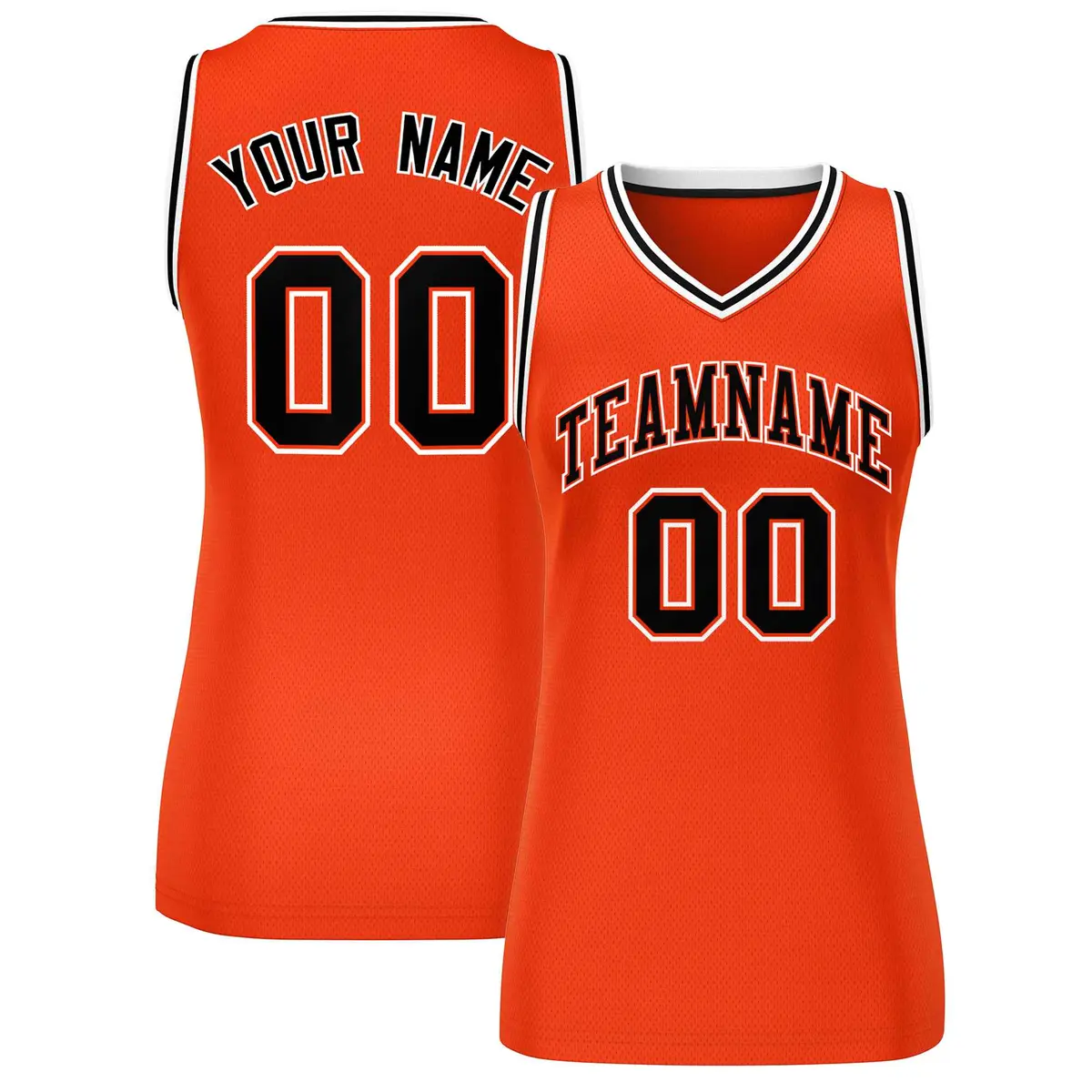 Orange Black White Classic Mesh Basketball Jersey for Women