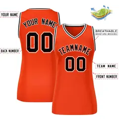 Orange Black White Classic Mesh Basketball Jersey for Women 2