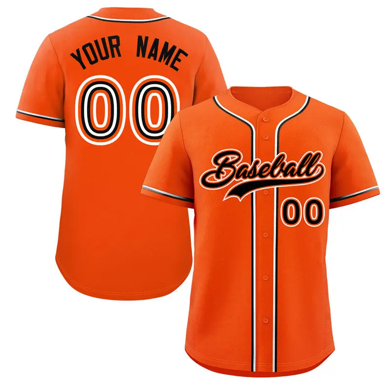 Orange Black-White Classic Style Baseball Jersey