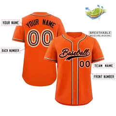 Orange Black-White Classic Style Baseball Jersey 2