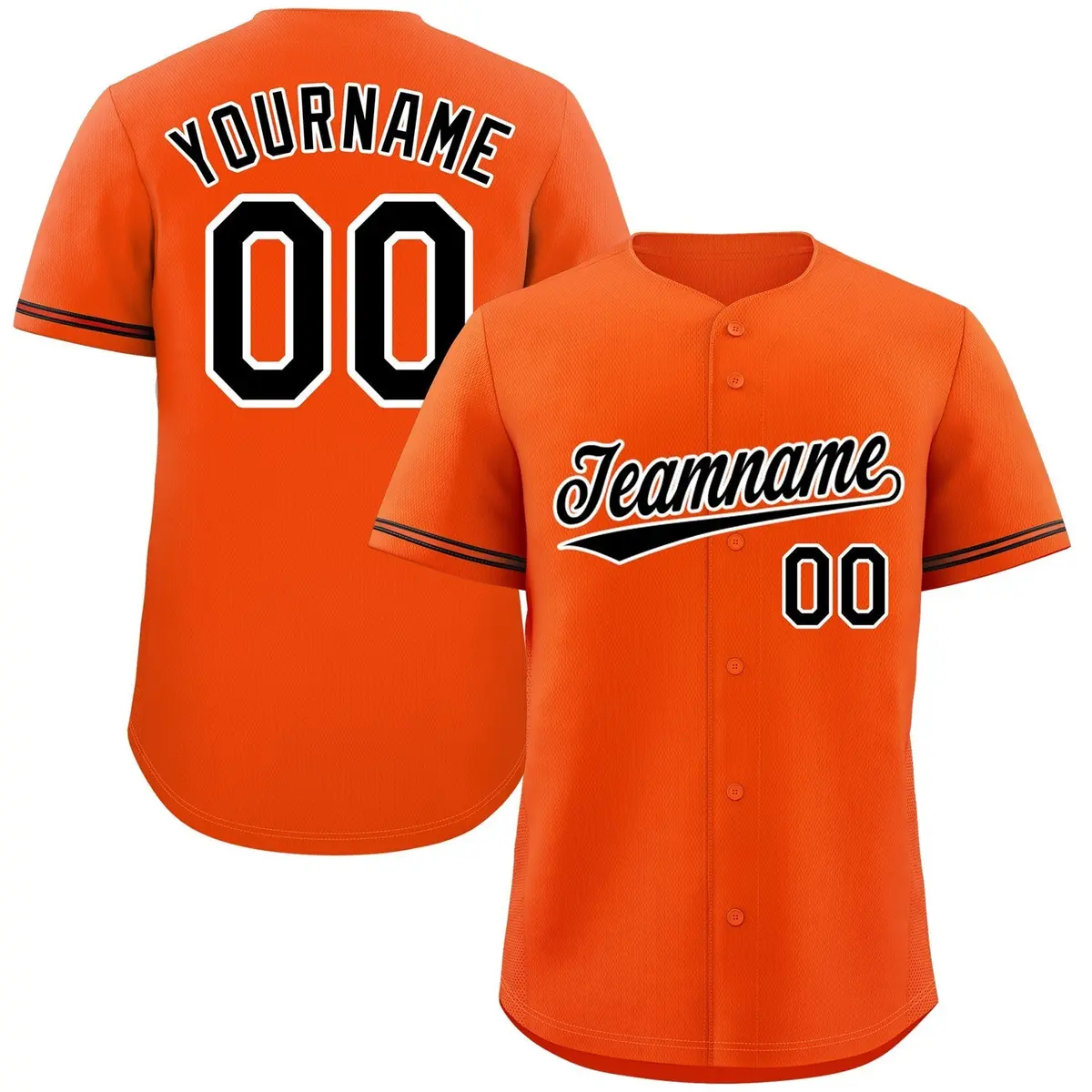 Orange Black-White Classic Style Baseball Jersey