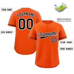 Orange Black-White Classic Style Baseball Jersey 2