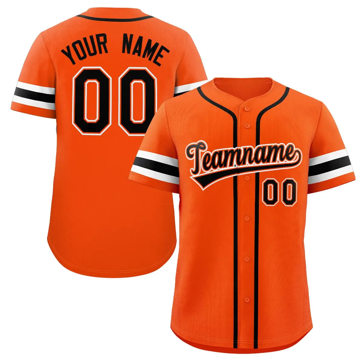 Orange Black-White Classic Style Baseball Jersey