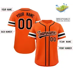 Orange Black-White Classic Style Baseball Jersey 2