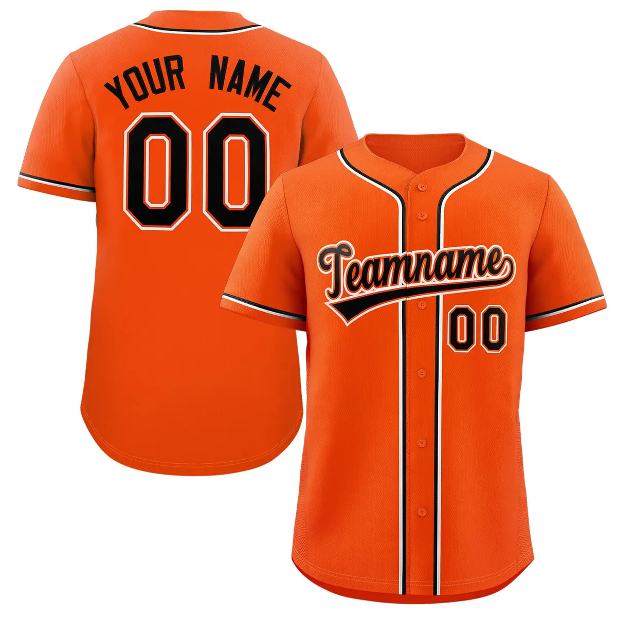 Orange Black-White Classic Style Baseball Jersey