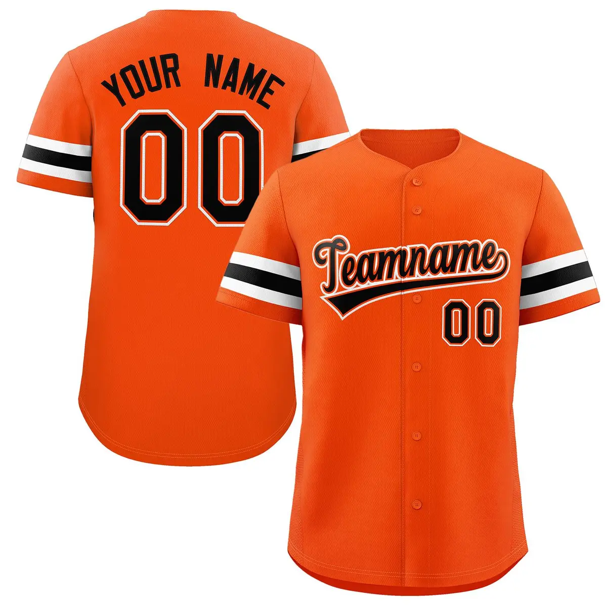 Orange Black-White Classic Style Baseball Jersey