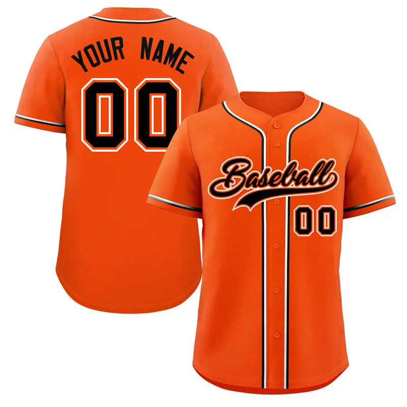 Orange Black-White Classic Style Baseball Jersey