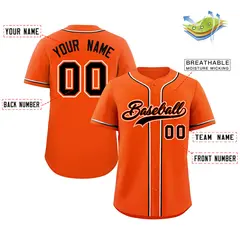 Orange Black-White Classic Style Baseball Jersey 2
