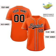 Orange Black-White Classic Style Baseball Jersey 2