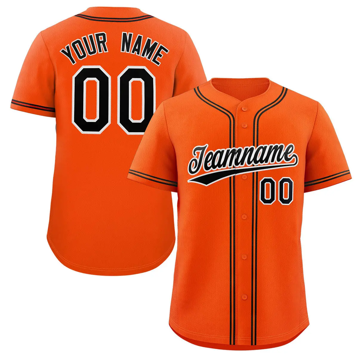 Orange Black-White Classic Style Baseball Jersey