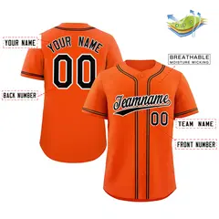 Orange Black-White Classic Style Baseball Jersey 2