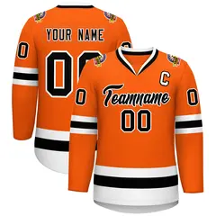Orange Black-White Classic Style Hockey Jersey