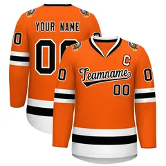 Orange Black-White Classic Style Hockey Jersey 1
