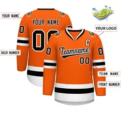 Orange Black-White Classic Style Hockey Jersey 2