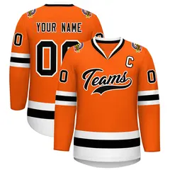 Orange Black-White Classic Style Hockey Jersey
