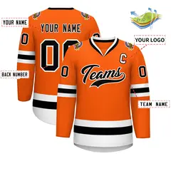 Orange Black-White Classic Style Hockey Jersey 2