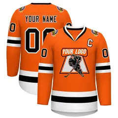 Orange Black-White Classic Style Hockey Jersey 1