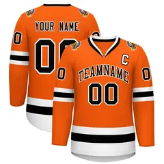 Orange Black-White Classic Style Hockey Jersey 1