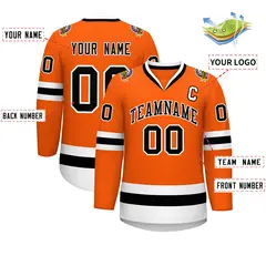 Orange Black-White Classic Style Hockey Jersey 2