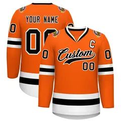 Orange Black-White Classic Style Hockey Jersey 1