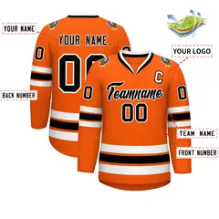 Orange Black-White Classic Style Hockey Jersey 2