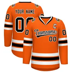 Orange Black-White Classic Style Hockey Jersey
