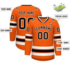 Orange Black-White Classic Style Hockey Jersey 2