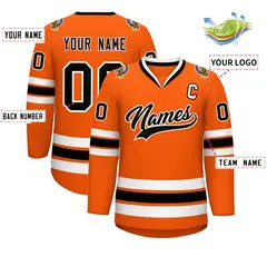 Orange Black-White Classic Style Hockey Jersey 2