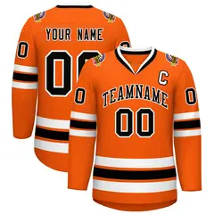 Orange Black-White Classic Style Hockey Jersey 1