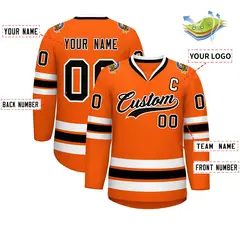 Orange Black-White Classic Style Hockey Jersey 2