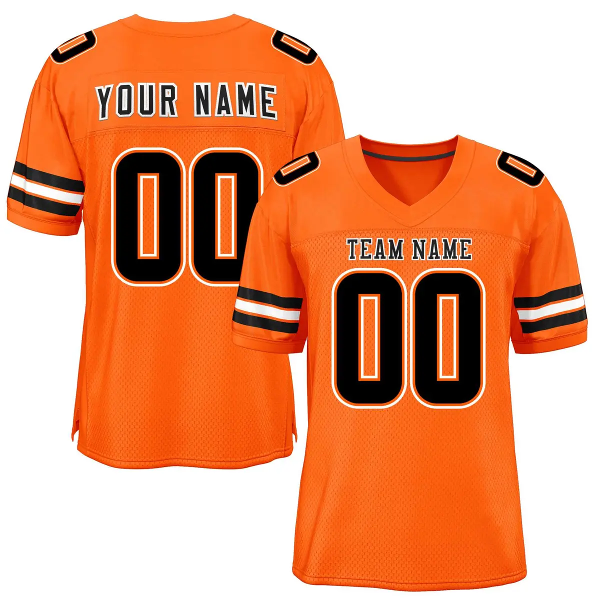 Orange Black-White Classic Style Mesh Football Jersey